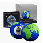 3 Unzen Silber Barbados 2022 - BLUE MARBLE Spherical Coin...