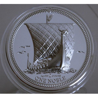2 oz Isle of Man 2022 Proof - NOBLE Wikigerschiff Viking Ship - Piedfort Ultra High Relief Silber 1 Noble