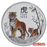 5 Unzen Silber Australien 2022 BU - Lunar Tiger farbig...