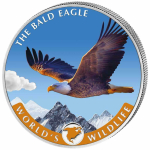 1 Unze Silber Kongo Weißkopfseeadler farbig coloriert Bald Eagle World Wildlife 2021 BU