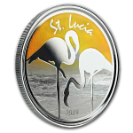 1 Unze Silber St. Lucia Flamingo 2019 Proof 2 Dollar, Flamingo (2) EC8