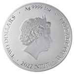 1 Unze Silber Niue Islands Bitcoin 2022 BU 2$ Erstausgabe - Letzte Münze !