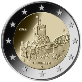 2 Euro Deutschland 2022 Thüringen Die Wartburg Mz. G (Karlsruhe)
