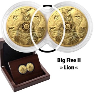 2 x 1/4 Unze Gold Big Five Serie II Löwe Lion Südafrika 2022 Proof
