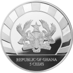 1 Unze Silber Ghana 5 Cedis Giganten der Eiszeit - Rentier - 2022 BU