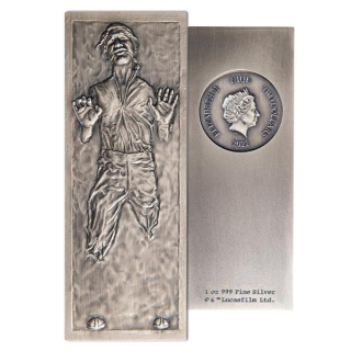 1 Unze Silber Niue Han Solo Star Wars KARBONIT-Barren 2022 Antique Finish