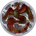 1 Unze Silber Phönix Phoenix - GOLDROT- Farbig...