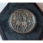 5 oz Niue 2022 Antik - Vier Reiter der Apokalypse  - WHITE RED BLACK PALE HORSE - Silber Antique Finish Ultra High Relief - 12 NZ$