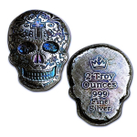 2 Unzen Silber Motivbarren - Skull Tag des Todes - Dia de...