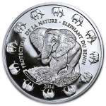 1 oz Benin 2014 - WALDELEFANT - Prooflike Silber - Schutz...