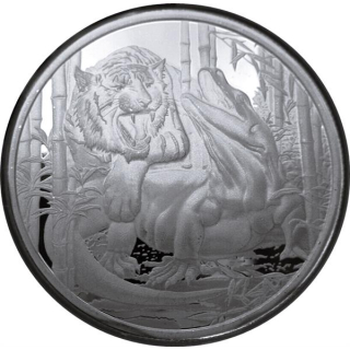 1 Unze Silber Niue Prädatoren Apex Predators - Tiger vs Komodo Drache (3) - 2022 BU 1 NZD