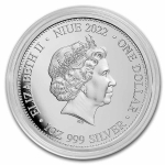 1 Unze Silber Niue Prädatoren Apex Predators - Tiger vs Komodo Drache (3) - 2022 BU 1 NZD