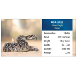 1 Unze Silber American Eagle - Klapperschlange - 2022 USA - American Wildlife (6) Color Blisterkarte