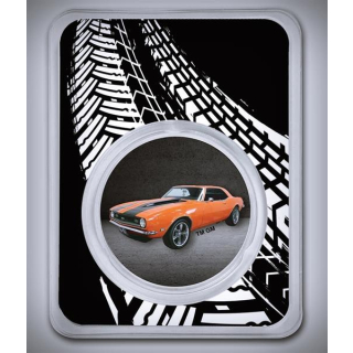 1 Unze Silber Round - Chevrolet Camaro - General Motors Muscle Cars - BU Color Coin Card