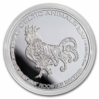 AURINUM*TOP*ANGEBOT* 1 oz Tschad Chad- HAHN ROOSTER - Celtic Animals - silber 2022 BU