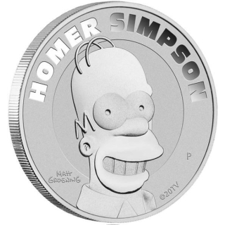 1 Unze Silber Tuvalu - Homer Simpson - 2022 BU  - Die Simpsons -1AUD - Premium Anlagemünze