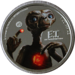 EINZELSTÜCK** 1 oz Niue 2022 Proof - Alien E.T. Ausserirdischer - Glow-in-the-Dark Proof FARBIG COLOR Leuchtet im Dunkeln - Silber 2 NZ$