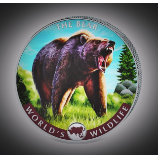 1 oz Silber Kongo - Der Bär - (4) - World´s Wildlife 2022 BU Farbig Color
