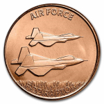 1 Unze Copper Round - US Air Force F-22 Raptor