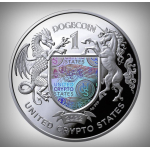 1 oz Silber Liberty United Crypto States - SHIBA-INU DOGECOIN - 2022 Proof Color - 1 Dogecoin -  QR-Code Hologram - Letzte Münze !