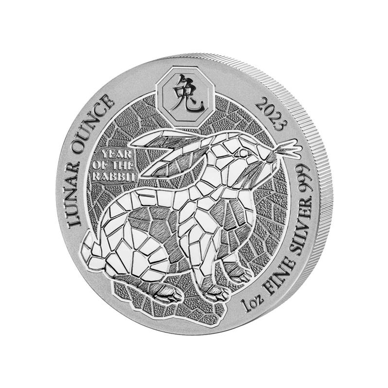 1 Unze Silber Ruanda - Jahr des Hasen - 2023 BU - Lunar Ounce 50 RWF ,  36,90 €