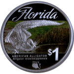 1 oz Tuvalu 2014 Proof - Florida Alligator - silber color...