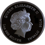 1 oz Tuvalu 2014 Proof - Florida Alligator - silber color farbig 1 $