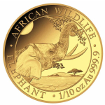 1/10 Unze Gold Somalia - Elefant - African Wildlife -...