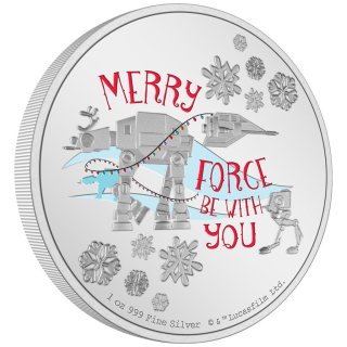1 oz Niue 2022 Seasons Greetings - Star Wars Weihnachtsgrüsse - Merry Force Be With You - Silber Proof Color 2$