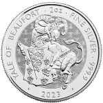 2 oz Silber UK - Royal Tudor Yale of Beaufort - Royal Tudor Beast - 2023 Großbritannien BU