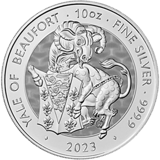 10 oz Silber UK - Royal Tudor Yale of Beaufort - Royal Tudor Beast - 2023 Großbritannien BU