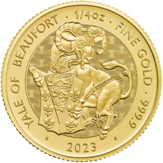 1/4 oz Gold UK - Royal Tudor Yale of Beaufort - Royal Tudor Beast - 2023 Großbritannien BU