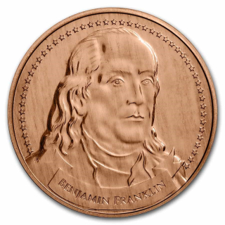 1 Unze Copper Round - Benjamin Franklin - Founders of Freedom