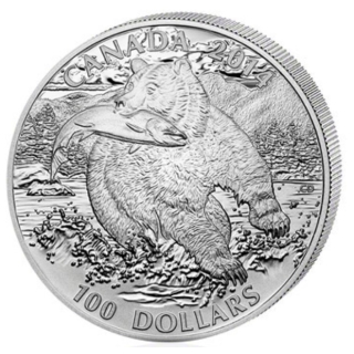 Kanada 100 Dollar 2014  Silber Grizzly Proof 100 CAD