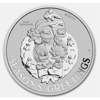 1 oz Tuvalu 2022 - Die Simpsons Weihnachtsgrüsse - Seasons Greetings - BU 1AUD - Premium Anlagemünze