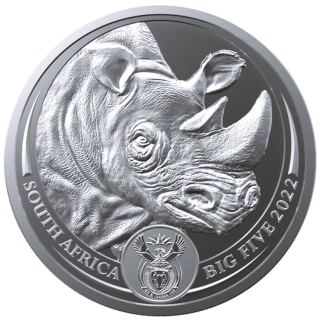 NEU* 1 Unze Silber Südafrika 2022 BU - Nashorn - Rhino - Big Five Serie II - Kapsel !
