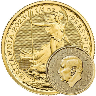 1/4 Unze Gold UK 2023 BU Britannia King Charles - England 2023 BU - Esrte Auflage mit King Charles