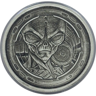 AURINUM*SUMMER*SALE** 1 oz Ghana 2022 Antique Finish - ALIEN STARGATE - 5 Cedis - Serie Alien Ausgabe 2