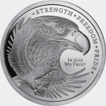 5 Unzen Silber Round 2023 BU - American Eagle - Stärke, Freiheit und Stolz
