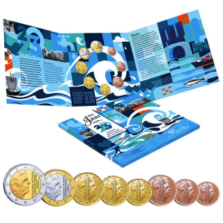 3,88 Euro Niederlande KMS 2023 BU Coin Card - Wasser Kursmünzenssatz