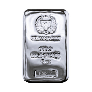 5 Unzen Silberbarren - GERMANIA MINT - Sicherheits-Hologramm