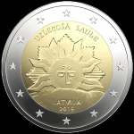 Lettland 2 Euro Wappen Lettlands - Aufgehende Sonne 2019 in Coincard