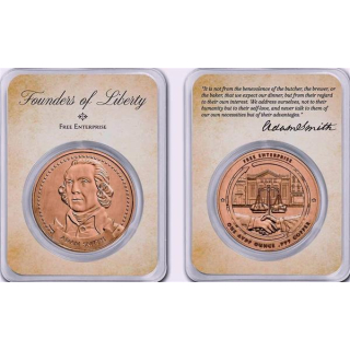 1 Unze Copper Round Coin Card - ADAM SMITH - Gründer der Freiheit - Founders of Freedom