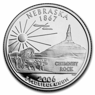 0,25 $ USA 2006 Quarter Dollar - Nebraska - Pioniere am Chimney Rock - D