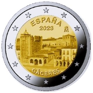 Spanien 2 Euro 2023 bfr - Altstadt von Caceres - bankfrisch