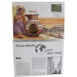 Benin 1972 Münzbrief - Münze und Briefmarke- 1 CFA Francs - Color