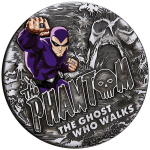 Einzelstück ! 2 oz Silber Tuvalu 2023 Antique Finish - Das PHANTOM - Der GEIST - 2AUD - Der Anti-Verbrechens-Kreuzritter