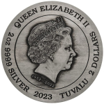 Einzelstück ! 2 oz Silber Tuvalu 2023 Antique Finish - Das PHANTOM - Der GEIST - 2AUD - Der Anti-Verbrechens-Kreuzritter
