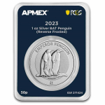 1 oz UK 2023 Reverse Frosted Cameo - Kaiserpinguin - 2 Pfd. - British Antarctic Territory - Coin Card TEP