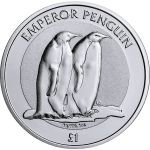 1 oz UK 2023 Reverse Frosted Cameo - Kaiserpinguin - 2 Pfd. - British Antarctic Territory - Coin Card TEP